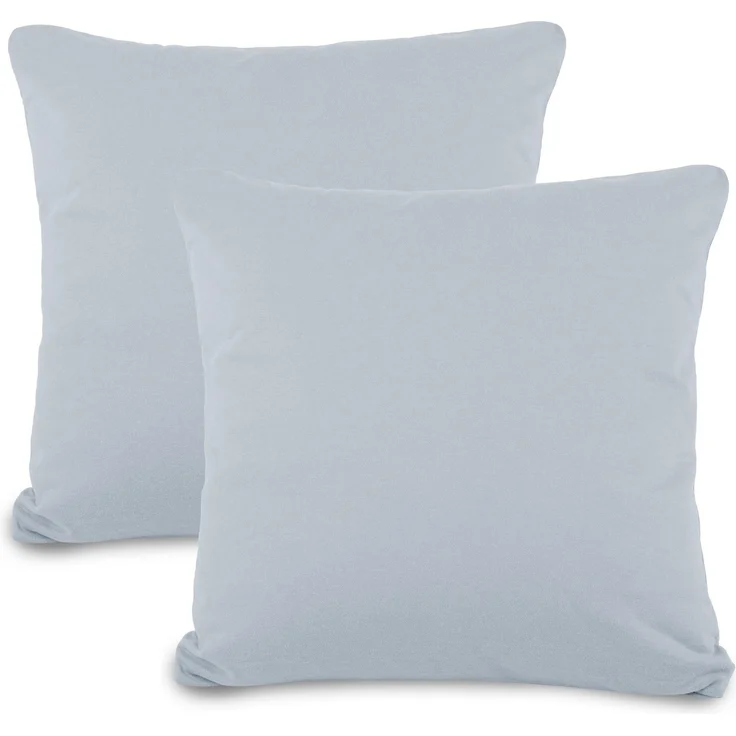 aqua-textil Classic Line Baumwoll Kissenbezug 2er-Set 65x65 Silbergrau Kissen Bezug Reißverschluss Jersey Kissenhülle – Bild 1