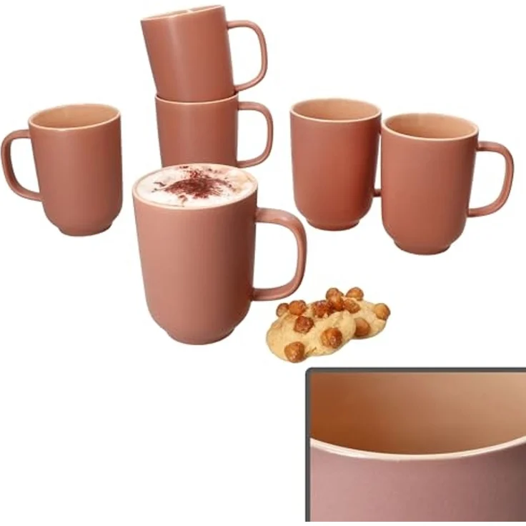 Ritzenhoff & Breker Becher Ritzenhoff 6x Jasper Kaffeebecher 250ml H10,4cm Puder Tee-Tassen, Steingut – Bild 1