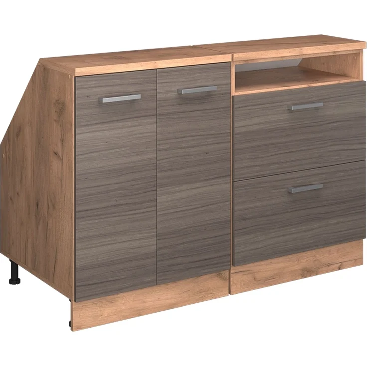 Küchenschrank für Dachschrägen R-Line Edelgrau 120 cm 2er Set Schrankkorpuss 60 cm Tiefe Vicco – Bild 1