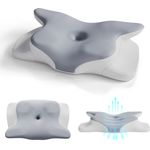 Juskys Nackenkissen 1er Set - Ergonomisches Nackenkissen mit Memory-Foam, atmungsaktivem Bezug - Kissen für den Nacken, gesunder Schlaf - weiß/grau