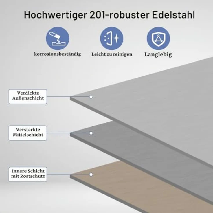 GarveeHome Arbeitstisch aus Edelstahl für Lebensmittelzubereitung, höhenverstellbar mit 3 Stufen, 4 Lenkrollen (2 gebremst), Maße 76x46 cm, ideal für gewerbliche Küchen, Restaurants & Catering – Bild 4