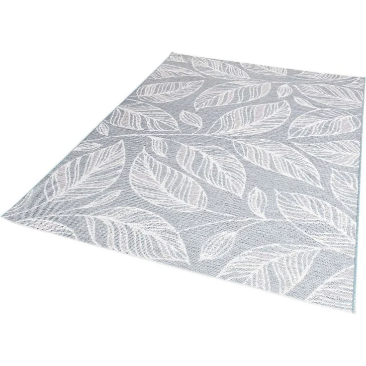 TaraCarpet Teppich In & Outdoor Teppich Newton 96014 Blatt, rund, Höhe: 3 mm, Sisal optik blau Wohnzimmer Terrasse Garten Balkon Küche 120x120 cm – Bild 3
