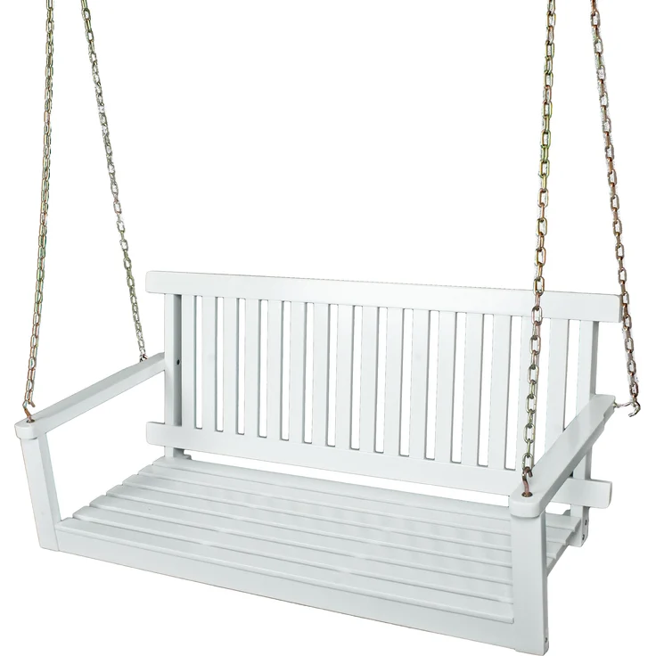 Garten-Hängebank AMELIE - 130cm Breit, Eukalyptus, Weiß | Hängebank Garten Wetterfest Sitzbank Outdoor – Bild 3