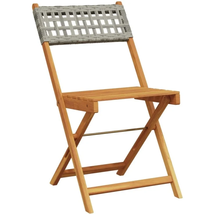 vidaXL Bistrostühle 2 Stk. Grau Massivholz Akazie und Poly-Rattan 367676 – Bild 11