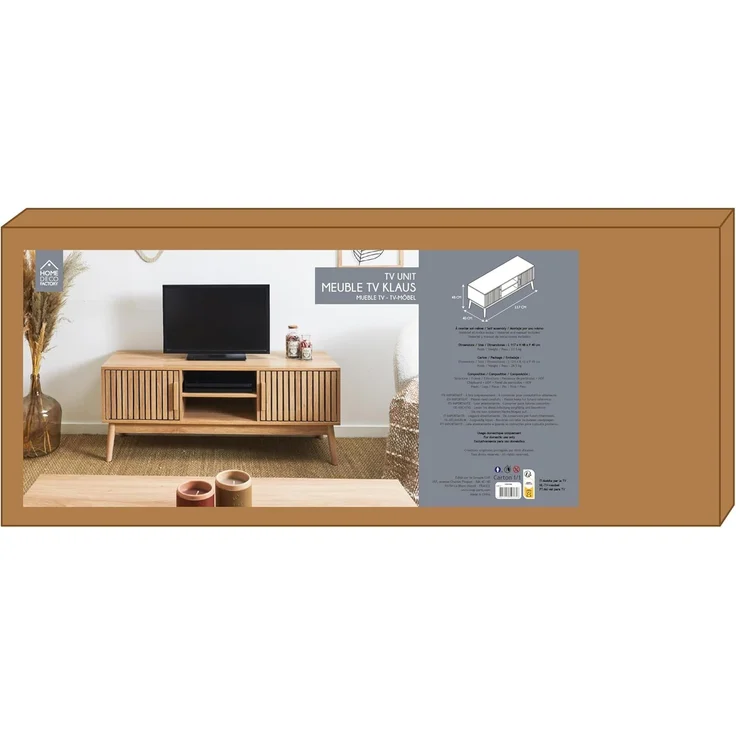 HOME DECO FACTORY, HD0088, Niedriges TV-Gerät, Modell Klaus, Natural Crush Collection, Zeitgenössische Möbel, Möbel, TV-Gerät, 117 x 48 x 40 cm, Braun – Bild 10