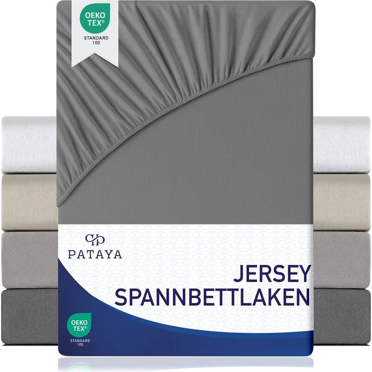 Pataya Spannbettlaken Jersey Bettlaken, bis zu 25cm Höhe, (1 Stück), Premium, Rundumgummi, atmungsaktiv, hautfreundlich