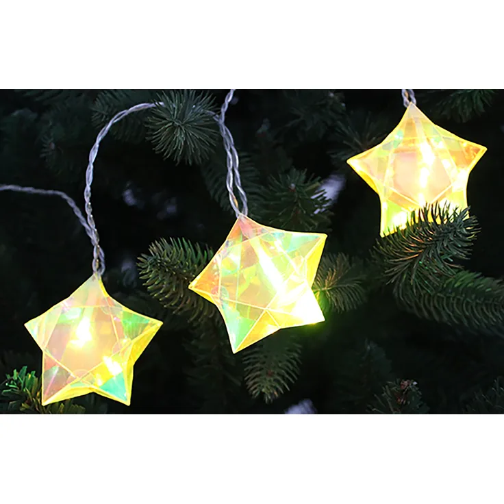 LED Lichterkette Sterne, 10 LED, bunt, Timer, Batteriebetrieb, innen