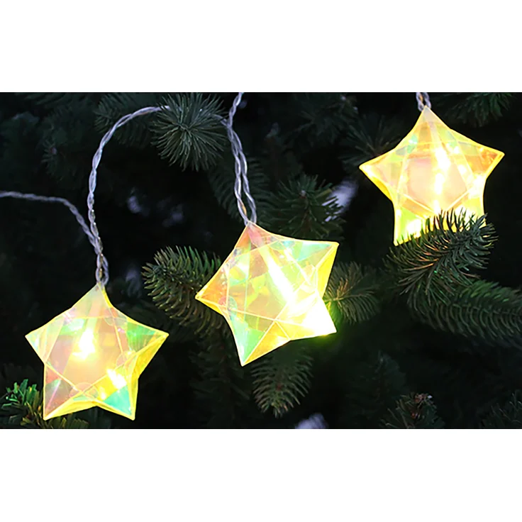 LED Lichterkette Sterne, 10 LED, bunt, Timer, Batteriebetrieb, innen