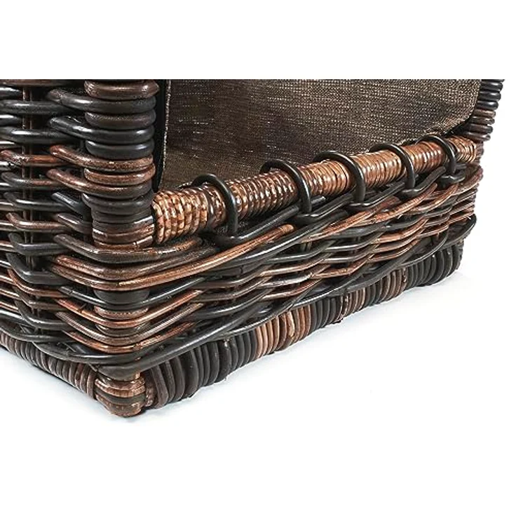 Kobolo Kaminholzkorb Holztrage krabu Rattan - abnehmbarer Jutestoff – Bild 6