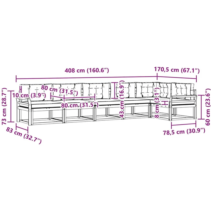 vidaXL Outdoor-Sofagarnitur 4 stk. 6-Sitzer Weiß und Anthrazit 3386516 – Bild 10