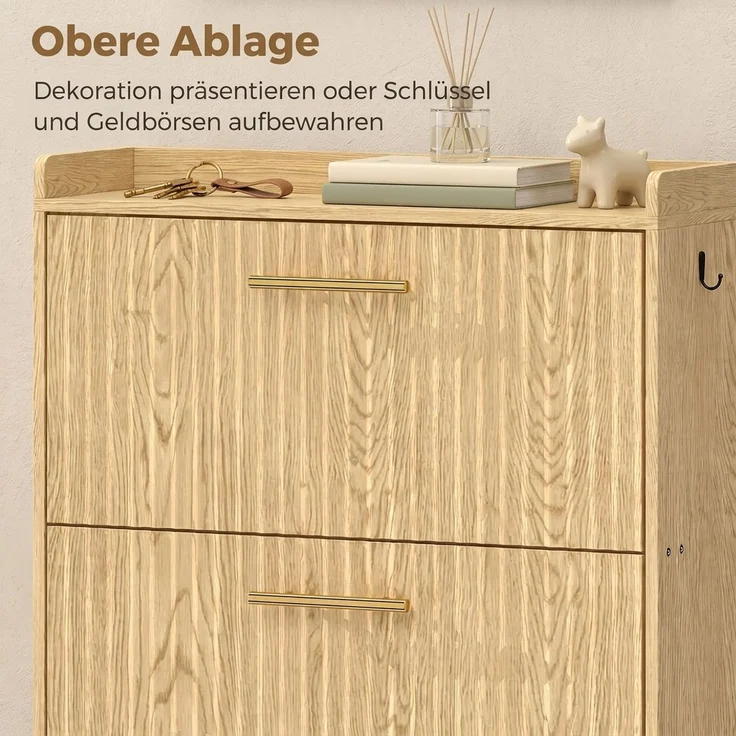 HOMCOM Schuhschrank, MDF, Hellbraun, 80 x 24 x 117,5 cm – Bild 7