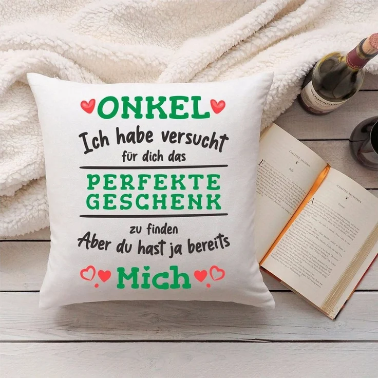 GRAVURZEILE Zierkissen mit Spruch - Das Perfekte Geschenk - Für Familie & Freunde -, starke Farben ohne verblassen - Onkel - ohne Füllung – Bild 3
