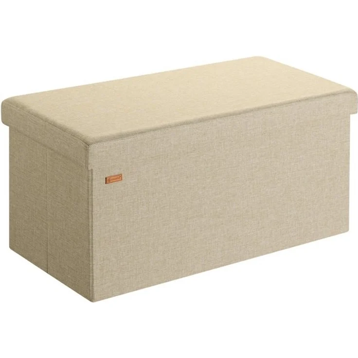 Casaria Sitzbank, mit Stauraum Faltbar Beige 80x40x40cm Gepolstert Deckel Stoff Stabil – Bild 4