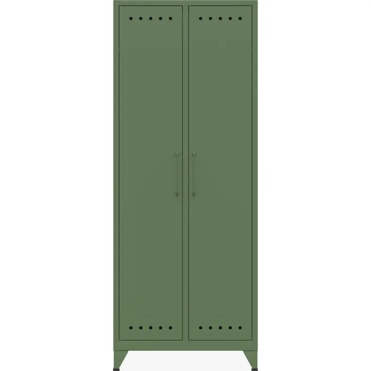 Bisley Fern Maxi Kleiderschrank, mit Kleiderstange und einem festen Fachboden, aus hochwertigem, nachhaltigem Stahl hergestellt, 16 mm große Design Lüftungslöcher auf allen Türen, moderner und industrieller Flair, mit integrierten Füßen, H 1800 x B 700...