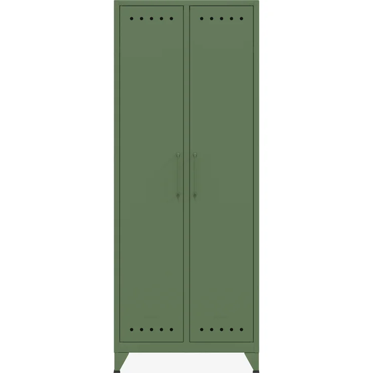 Bisley Fern Maxi Kleiderschrank, mit Kleiderstange und einem festen Fachboden, aus hochwertigem, nachhaltigem Stahl hergestellt, 16 mm große Design Lüftungslöcher auf allen Türen, moderner und industrieller Flair, mit integrierten Füßen, H 1800 x B 700... – Bild 1