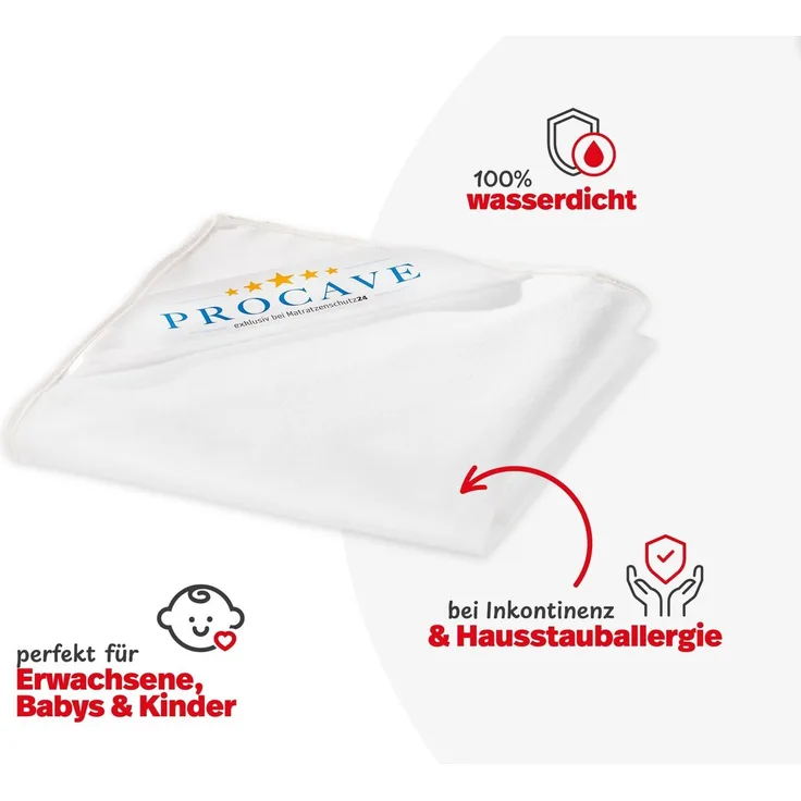 Matratzenauflage wasserdicht atmungsaktiver Matratzentopper Made in Germany div. Größen PROCAVE, Matratzenschoner wasserundurchlässig, waschbar, 100x200 cm