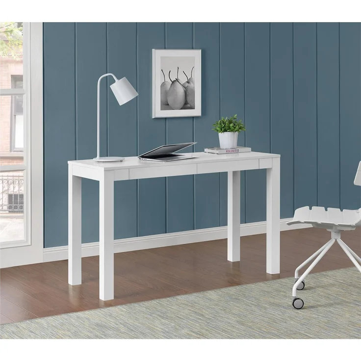 Ameriwood Large Parsons Schreibtisch mit 2 Schubladen, weiß – Bild 4