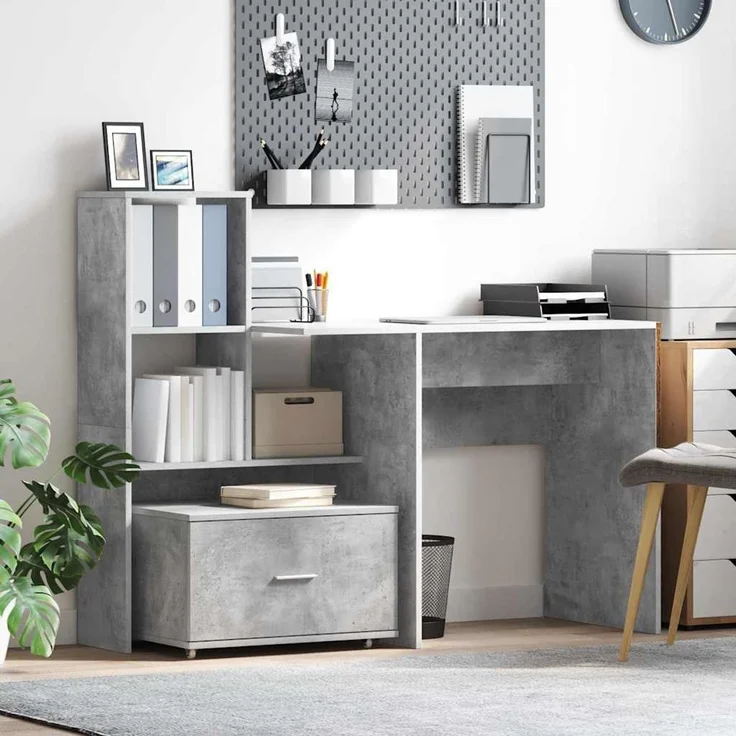 vidaXL Schubladenschrank Mit Rad Beton Grau 55 x 45 x 31 cm 869309 – Bild 1