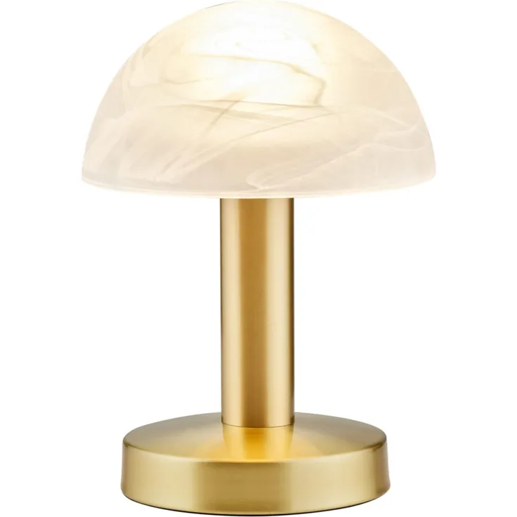 Trio Leuchten LED Tischleuchte Fynn II 599110108, Metall Messing matt, Glas alabasterfarbig weiß, inkl. 1x E14 4. 9 Watt LED, Touch-Me-Funktion (4-fach schaltbar, 3 Helligkeitsstufen), Höhe 21cm