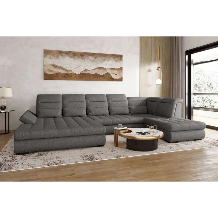 99rooms Toscana Wohnlandschaft Velours VOGUE Grau Links – Bild 5