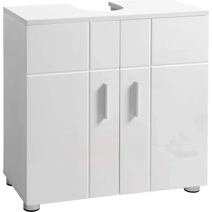 Vasagle Waschbeckenunterschrank, Badezimmerschrank mit Doppeltür und verstellbaren Ablagen, Unterschrank mit Scharnierdämpfung und Nivellierfüßen, 60 x 30 x 60 cm, weiß BBK02WT