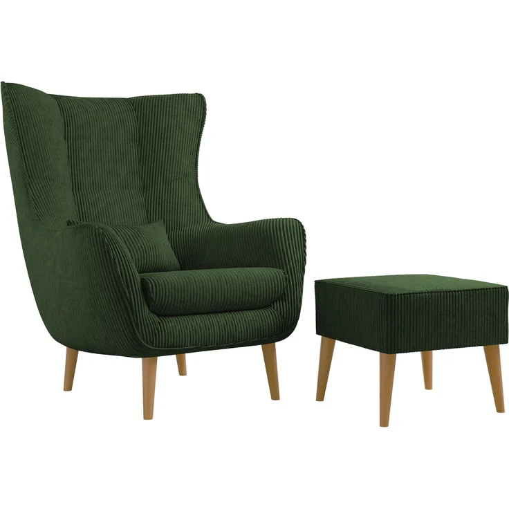 Sessel Lucio Cord (Farbe: Poso 14, mit Fußbank) – Bild 1