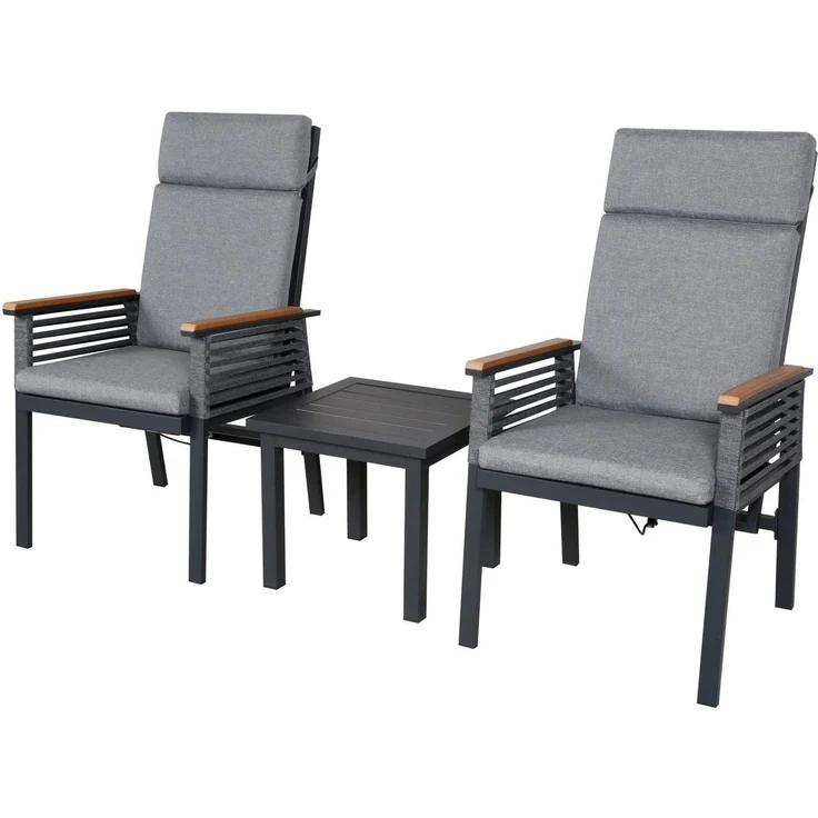 KONIFERA Balkonset Edessa Komfort, (Set, 5-tlg, 2x Sessel, 2x Auflage, 1x Tisch), beinhaltet 2 Sessel mit Sitzauflagen und 1 Tisch – Bild 1