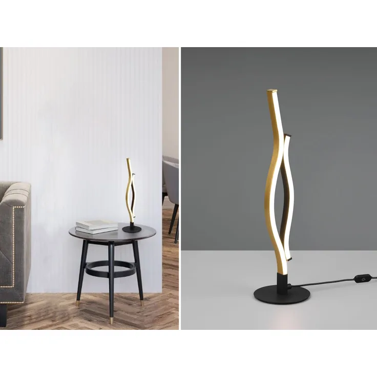 LED Tischleuchte BLAZE Lichtfarbe einstellbar dimmbar Schwarz Gold, Höhe 48cm