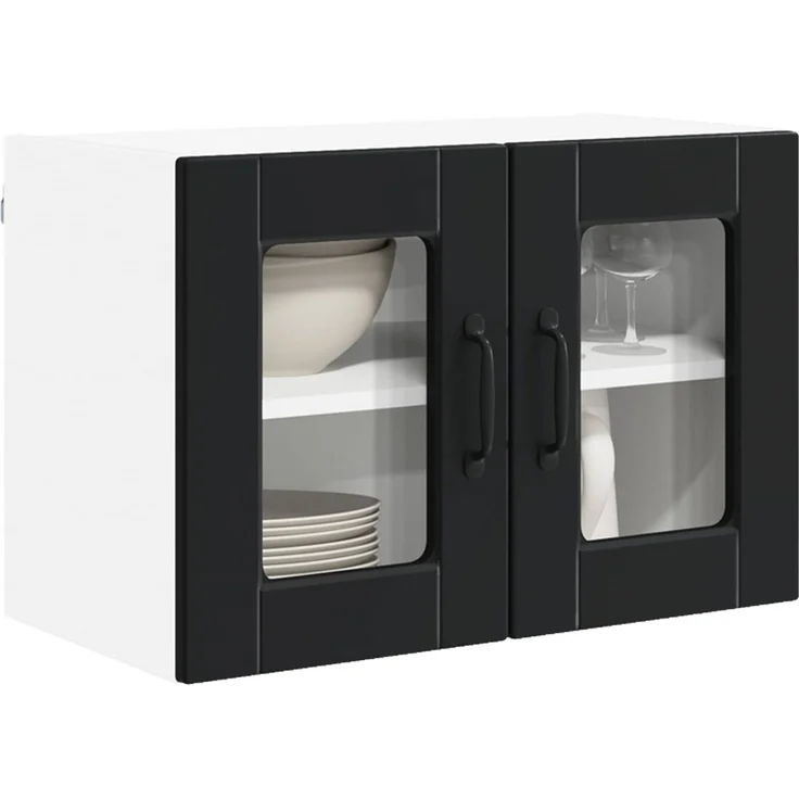 vidaXL Wandglas-Schrank PORTO Schwarz 60 x 31 x 40 cm Holzwerkstoff 885317 – Bild 3