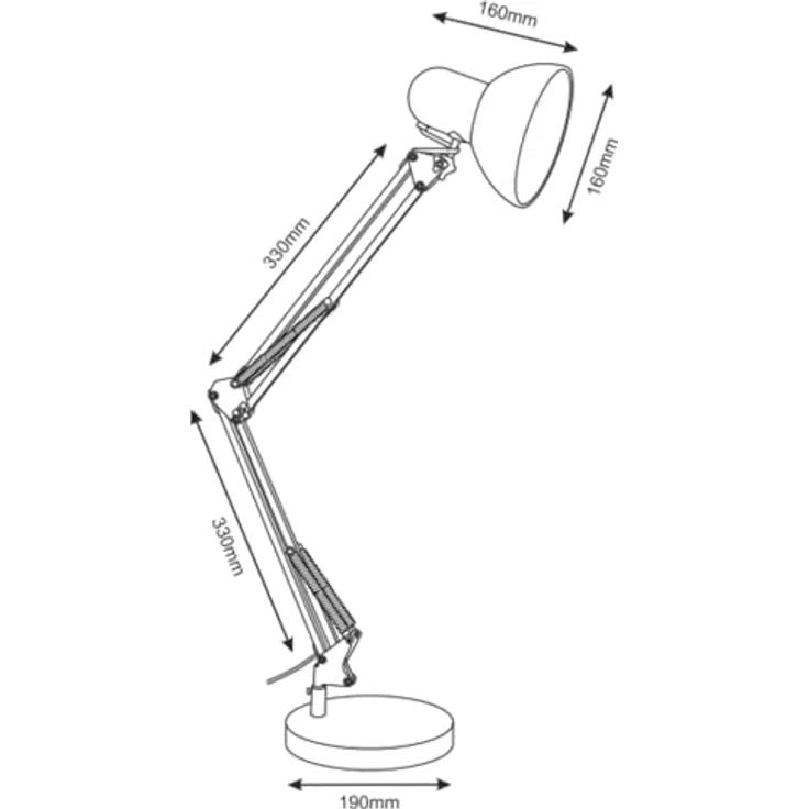 Virone Deon Schreibtischlampe E27 60W, flimmerfreies Licht, schwenkbarer Lampenkopf, stabiler Metallrahmen, weiß – Bild 4