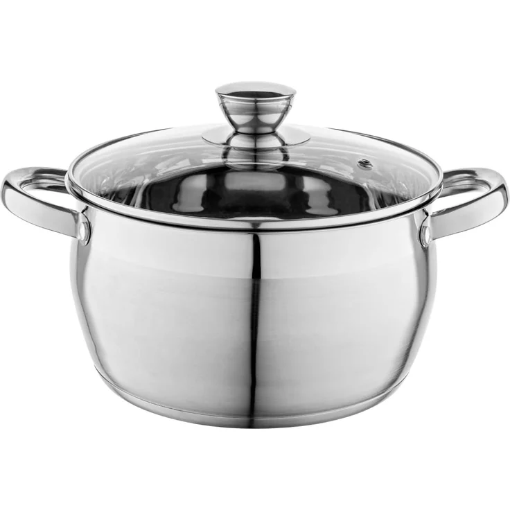 FLORINA Topf aus Edelstahl (6 l) 24 cm I Kochtopf OLIVER mit Glasdeckel I Mit Messbecher I Spülmaschinengeeignet I Nudeltopf, Suppentopf, Pastatopf I Ideal für alle Herdarten und Induktion