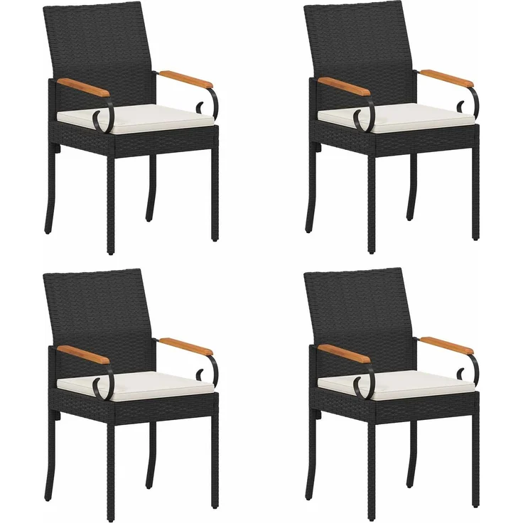 vidaXL Gartenstühle 4 Stk. Schwarz und Cremeweiß 42025885 – Bild 2
