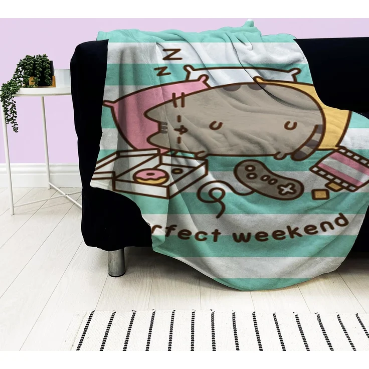 Kinderdecke Pusheen Purrfect Weekend 160x200 cm weich, kuschelig Coral Fleecedecke, BERONAGE, passend zur Bettwäsche, ideal für Sofa, Couch, Bett, Auto, Camping – Bild 6