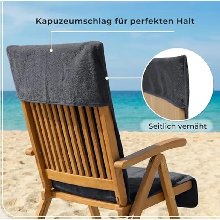 Laynenburg Handtuch Frottee Schonbezug Gartenstuhl, Baumwolle (1-St), Handtuch-Bezug Hochlehner - Stuhl-Bezug mit Umschlag für Campingstuhl – Bild 6