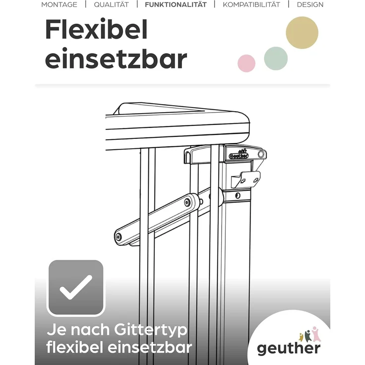 Geuther 0036ZK+ Zusatzklemmen für Treppenschutzgitter Türschutzgitter Türgitter einfache Montage Babygitter ohne Bohren sichere Befestigung langlebige Qualität Grau – Bild 4