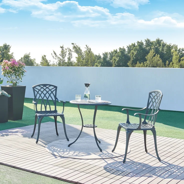 Bistro-Set Vena 3-tlg. Aluminiumguss Dunkelgrau mit grüner Patina [casa. pro] – Bild 1