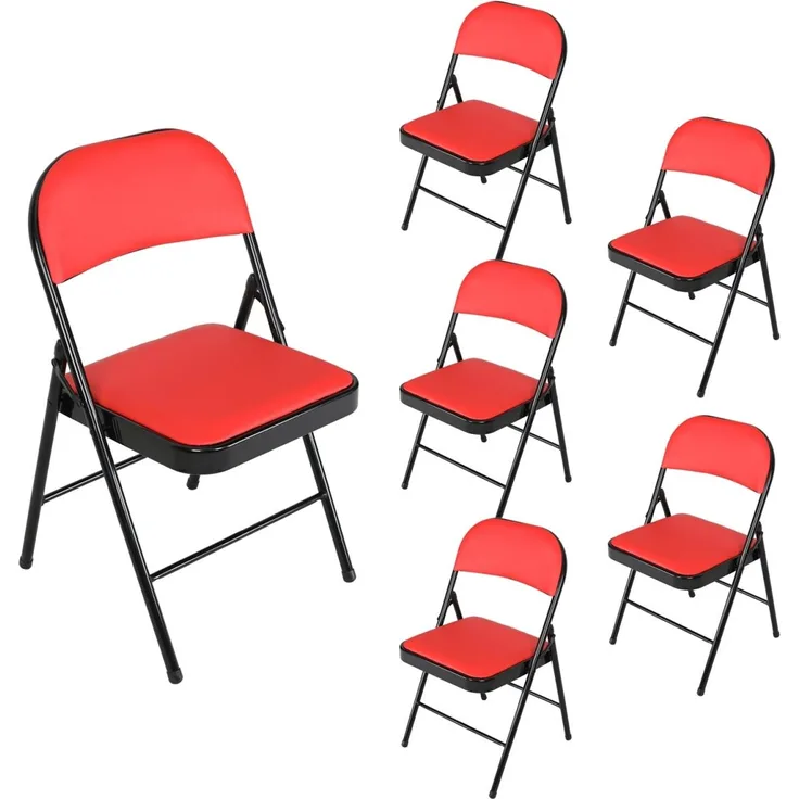HTI-Living Gestell Schwarz 6er-Set Klappstuhl Kunstleder