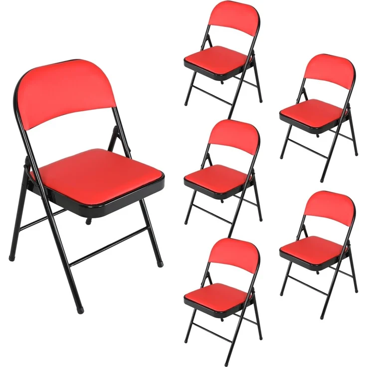 HTI-Living Gestell Schwarz 6er-Set Klappstuhl Kunstleder – Bild 1