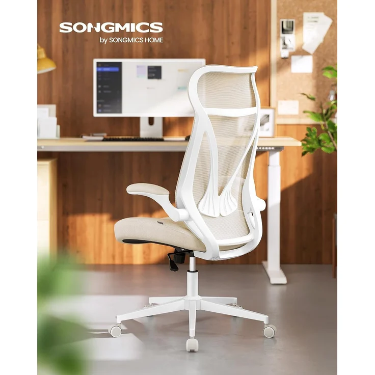 Songmics Bürostuhl Schreibtischstuhl, ergonomische Rückenlehne, hochklappbare Armlehnen – Bild 2
