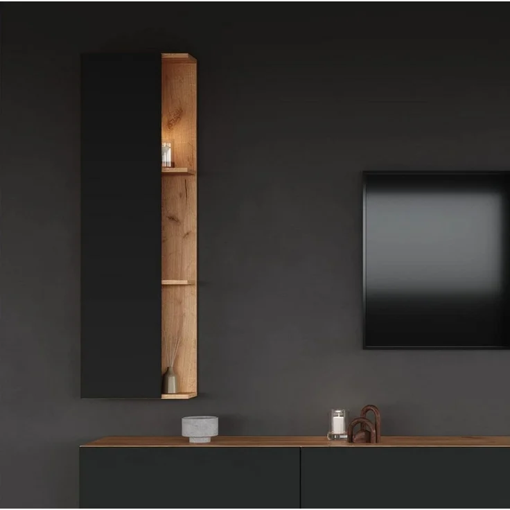 Planetmöbel Hochschrank LUX Seitenschrank 40 cm Gold Eiche / Anthrazit – Bild 2