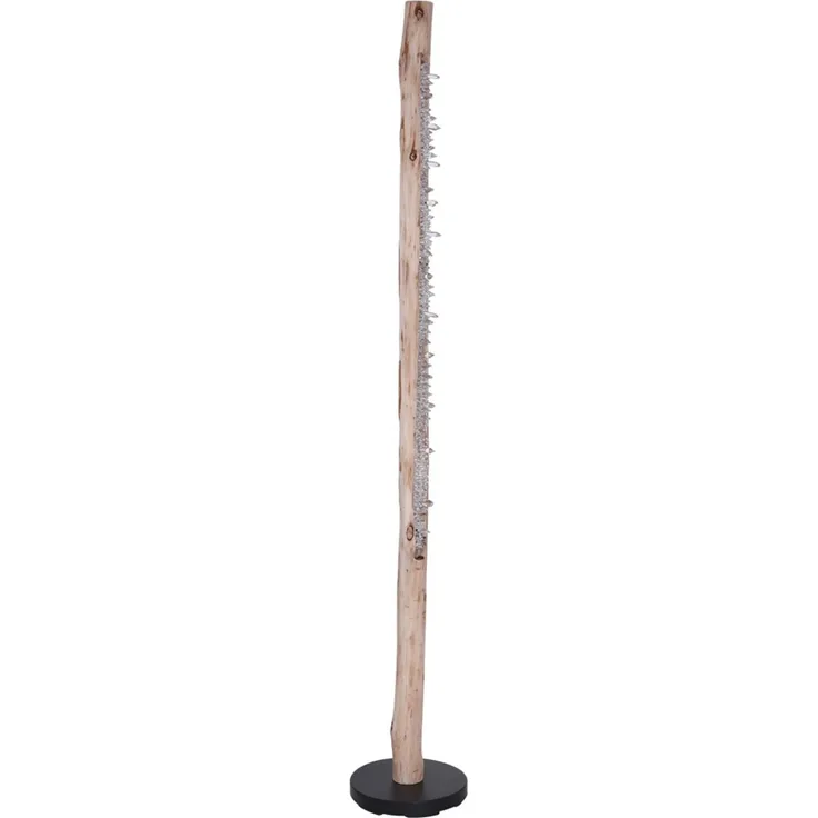 LED Stehleuchte, Naturholz, Kristalle, H 151 cm, FELICITAS