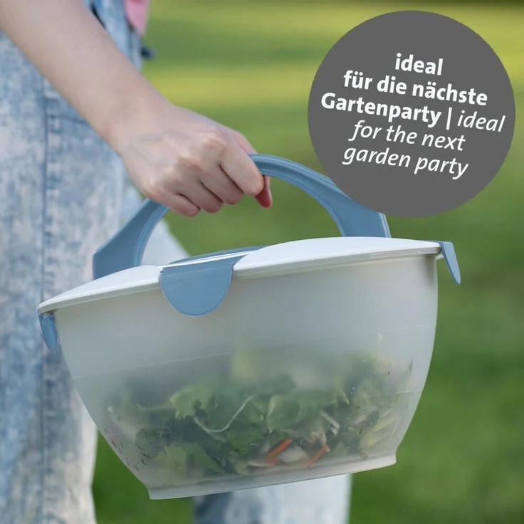 WESTMARK Salatschüssel mit Dressing-Behälter, Fassungsvermögen: 6,5 Liter, Salatbutler, Blau, PP, PE – Bild 3