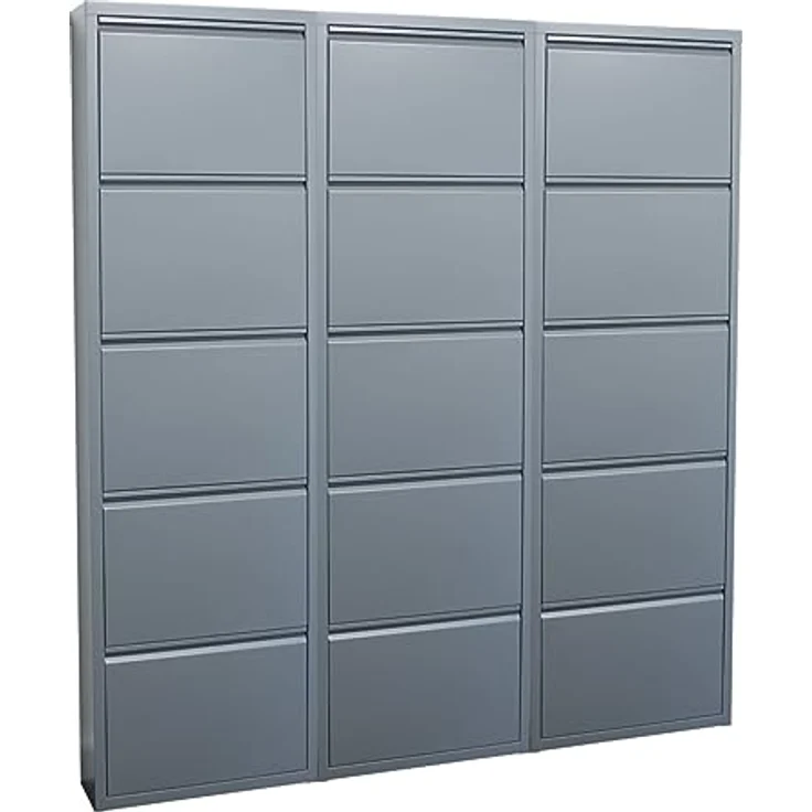 ebuy24 Pisa Schuhkipper, Grau, Holzwerkstoff, 15 Klappen, 150x173x16 cm, Schuhaufbewahrung für Garderobe – Bild 1