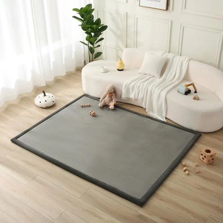Hakuna Matte Wolkenweiche Spielmatte Baby 200 x 150 x 2 cm, Dunkelgrau– Teppich für Kinderzimmer mit hochwertigem Memory-Schaum Krabbelmatte Baby mit Rutschfester Unterseite Krabbeldecke, Tatami Matte – Bild 2