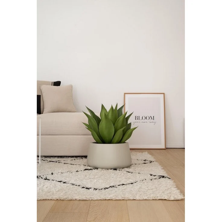 VIVANNO Blumentopf Fiberglas GORDO Rund - Creme (1 St), 38x21 cm – Bild 3