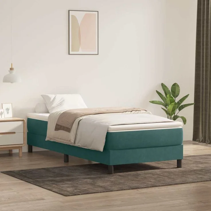 vidaXL Boxspringbett ohne Matratze Dunkelgrün 100x210 cm Samt 3315816 – Bild 4