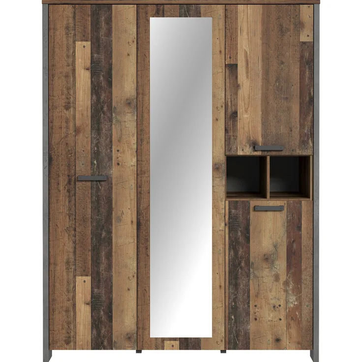 Forte 'CLIF' Kleiderschrank old wood vintage Beton dunkelgrau 156 cm