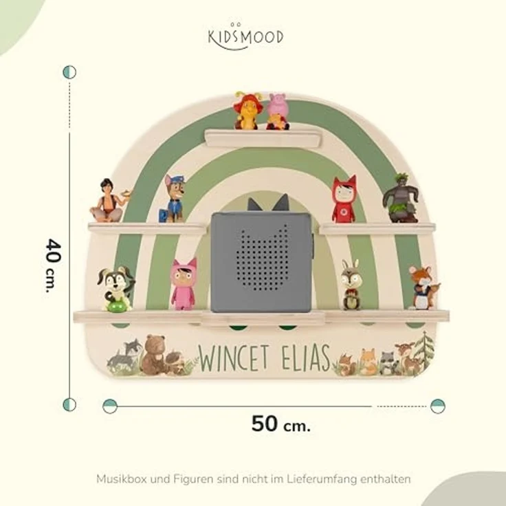 Kidsmood - Toniebox Regal für Jungen mit Musikbox Schutzfolie, Magnetisches Wandregal im Abenteuer-Design als Kinderzimmer Deko, Ladegerät & Kabel Aussparung– Geschenk für kleine Abenteurer – Bild 2