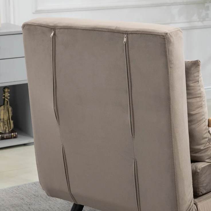Schlafsessel, Gästebett, verstellbare Rückenlehne, bis 120 kg, Stahllrahmen, 63x73x81cm, Hellbraun--Braun--63x73x81cm--YOUDENOVA – Bild 10