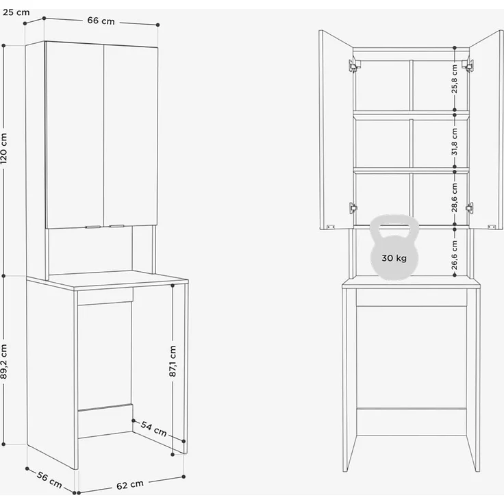 Platan Room Waschmaschinenumbauschrank Badschrank LORA Waschmaschinenschrank Badezimmer Hochschrank 210 x 65 x 50 cm – Bild 3